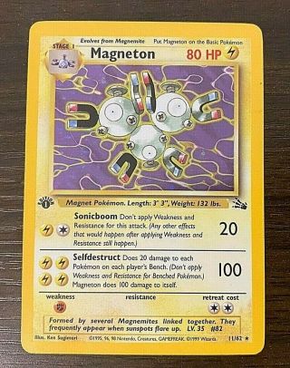 1999 Pokemon Magneton Fossil 1st Edition Holo Card 26/62