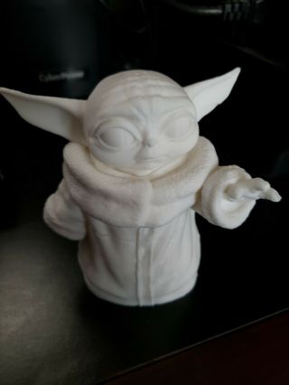 Star Wars The Mandalorian Child Baby Yoda 3d Printed Figure White