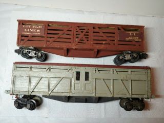 Vintage O Scale Circus Train Frieght Cars Lionel Type Trucks Very Old Wood