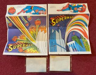 Vintage Set Of 2 Superman Post Cereal Premium Posters - In Package