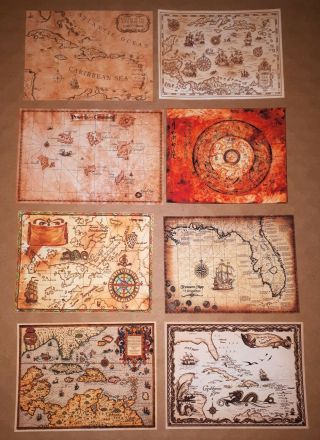 1/6 Scale Pirate Maps Set Of 8 Pirates Of The Caribbean Jack Sparrow Hot Toys