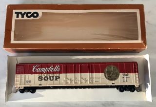 Vintage Tyco Ho Scale Campbell’s Soup Box Car,  Kadees,  Sprung Trucks