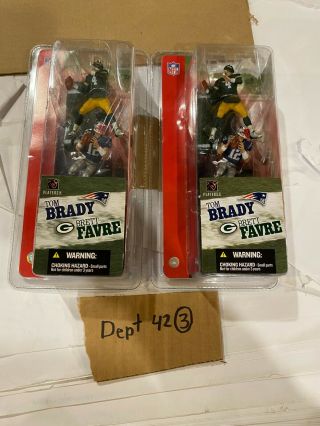 (2) Tom Brady Patriots Brett Favre Greenbay Packers Figures Mcfarlane