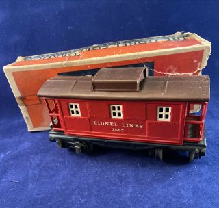 Vintage Lionel Pre - War O Gauge Red Caboose 2657 - Metal W/original Box