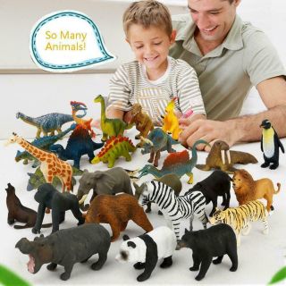 12pcs Kids Small Plastic Figures Wild Ocean Farm Animals Toy Dinosaur - Model O9f6