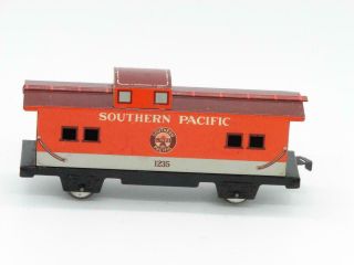 Marx Trains O Gauge 7 " Tin Litho Southern Pacific Caboose 1235 With Tab Coupler