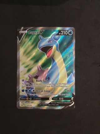 Ultra Rare Lapras V 189/202 Holo Full Art Pokemon Card - Near