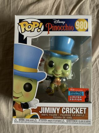 Funko Pop Disney Pinocchio 980 Jiminy Cricket 2020 Fall Con Exc.