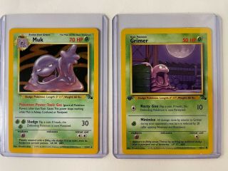 Muk Holo & Grimer 1st Ed,  Rare,  Fossil Set,  Nm,  1999 Wotc Pokemon Cards W/ Bonus