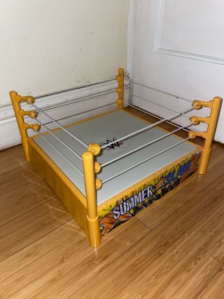 Wwe Summerslam Superstar Wrestling Ring Spring Loaded Mattel Rare Yellow