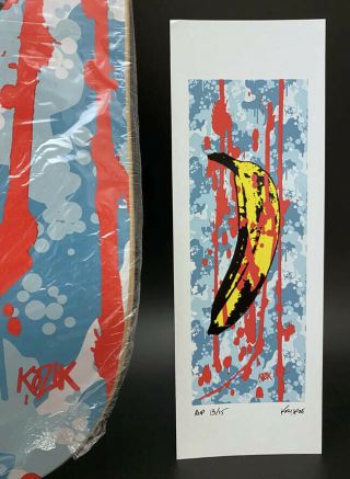 Frank Kozik SIGNED Bloody Banana Skateboard Deck and Print AP 13/15 2