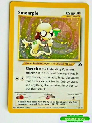 Pokemon Neo Discovery Card 11/75 Smeargle Holo Shiny