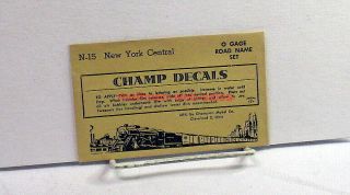 Champ O - Scale Decals N - 15 York Central Railroad/nycrr Roadname Set Oop