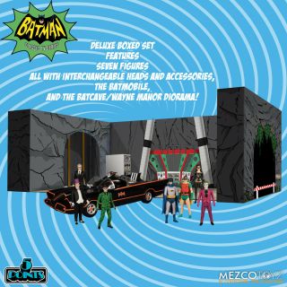 Mezco Batman (1966) Deluxe Boxed Set 5 Points 3.  75 Inch Figures