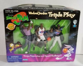 Space Jam Michael Jordan Triple Play 3 Figure Set Baseball Golf Playmates 1996