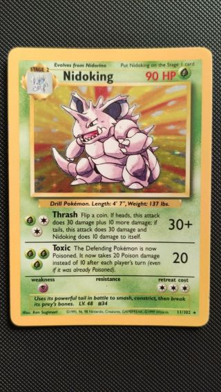 Carta / Pokemon Card Nidoking 11/102 Holo Base Set