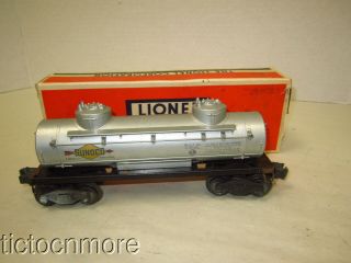 Vintage Lionel Lines Sunoco Tank Car No 6465 Silver Train Car & Box O Gauge