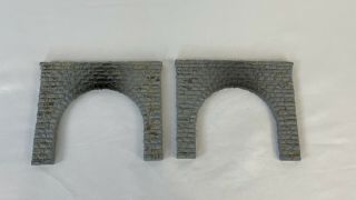 Ho Scale 2 Track Tunnel Portals (2) Weathered Grey Stone H 5.  25” & W 6.  25”