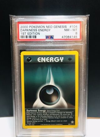 2000 Darkness Energy 1st Edition Pokemon Neo Genesis - Psa 8 Nm - Mt