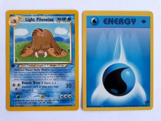 1st Edition Neo Destiny Pokemon Rare Light Piloswine 26/105 Bonus 1st Energy Nm