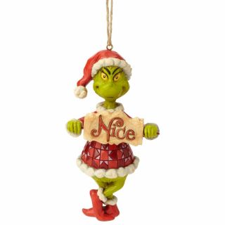 Grinch By Jim Shore Naughty Grinch With Sign Ornament 71232