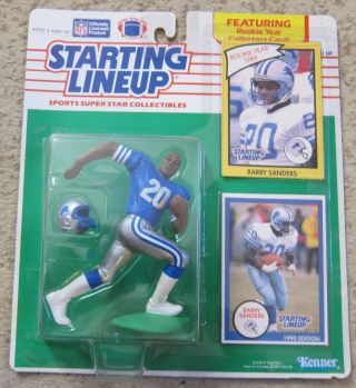 Kenner Starting Lineup 1990 Barry Sanders Figure With Rookie Year Card -
