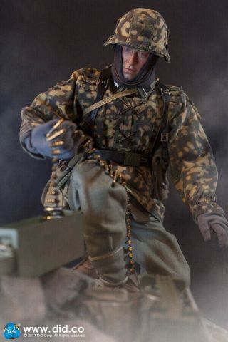 Did 1/6 Scale 12 " Wwii German Panzer Division Mg - 34 Gunner Baldric Figure D80125