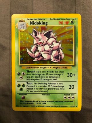 Pokemon Card Nidoking Rare Base Set 11/102 Holographic Near