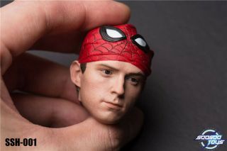 Soosootoys 1/6 Ssh - 001 Spider - Man Head Carving Peter Parker Fit 12  Figure Body