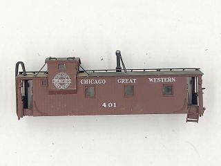 Vintage Ho Chicago Great Western Cgw 401 All Metal Wide Vision Offset Caboose