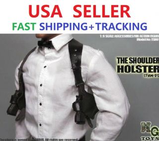Mg Toys 1/6 Scale Mens Black Shoulder Holster Set For Hot Toys Figure Body