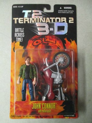 Vintage 1997 T2 Terminator 2 3 - D John Connor W/ Motorcycle Figure Moc Kenner