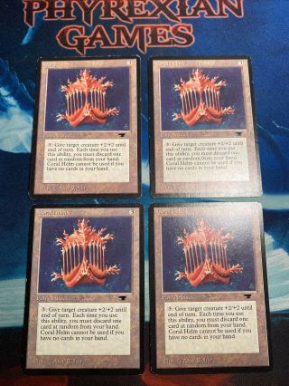 Mtg 4x Coral Helm Mp (antiquities) Vintage Rare Magic The Gathering