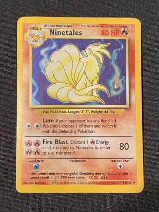 Ninetales Base Set Rare Holo 12/102 1999 Pokemon Card
