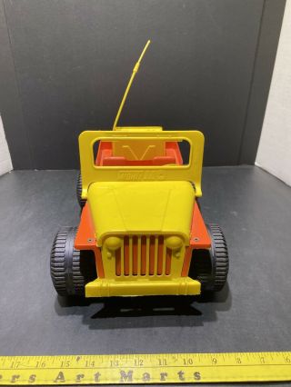 Vintage 1973 Ideal Toy Corp Mighty Mo Friction Jeep Orange & Yellow