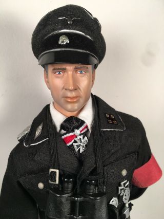 1:6 Ooak Custom German Das Reich Officer 12 Inch Dragon In Black Uniform