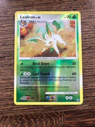 Pokemon Card - Leafeon (holo Reverse) - 7/100 - Nearmint - D/p Majestic Dawn