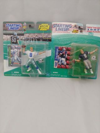 1997 And 1999 Troy Aikman Starting Lineup Figures And Cards Dallas Cowboys Nfl