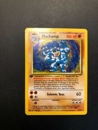 1999 Pokemon Machamp 1st Edition Rare Base Set 8/102 Near Nm Psa Ready