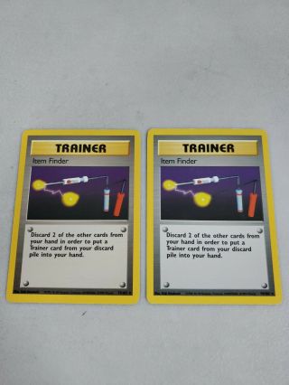 2x Item Finder 74/102 Pokemon Base Set Rare Trainer Played