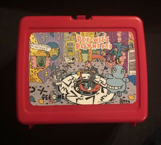 1987 Pee Wee Herman Playhouse Lunch Box W/ Thermos And Paper.  And.