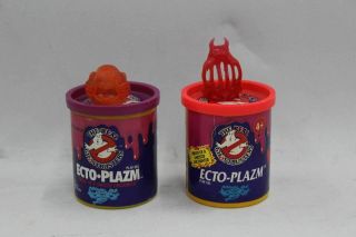 2 X Kenner Ghostbusters Pink Purple 1986 Ecto - Plazm Gel Tubs & Figures Bundle