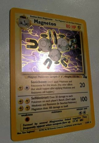 Magneton - 11/62 - Fossil Set - Rare Holo Pokemon Card - - Wotc