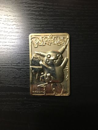 Vintage 1999 Burger King Pokemon Pikachu 23k Gold Card