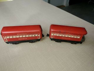 2 Vintage Mar Toys Tin Metal Train Cars York,  Ny.  Made In Usa