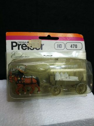 Preiser Ho Scale " Old Time Horse Drawn Wagon With Bags " 470