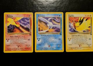 Pokemon Legendary Birds Articuno Moltres Zapdos Promo Cards Set Of 3