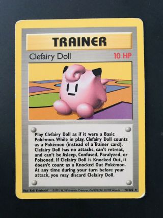 Pokemon Card Trainer Clefairy Doll - Base Set - Rare 70/102