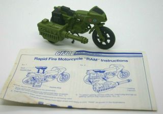 Rare Vintage Gi Joe 1982 Ram Rapid Fire Motorcycle 100 Complete,  Blueprint