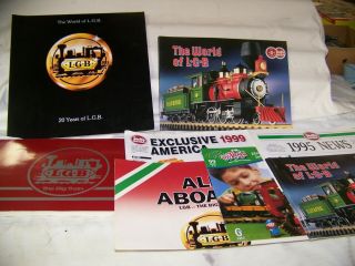 Lgb Model Trains 3 Color Catalogs,  6 Flyers,  1986,  1988,  20 Years Of Lgb 12 " X12 "